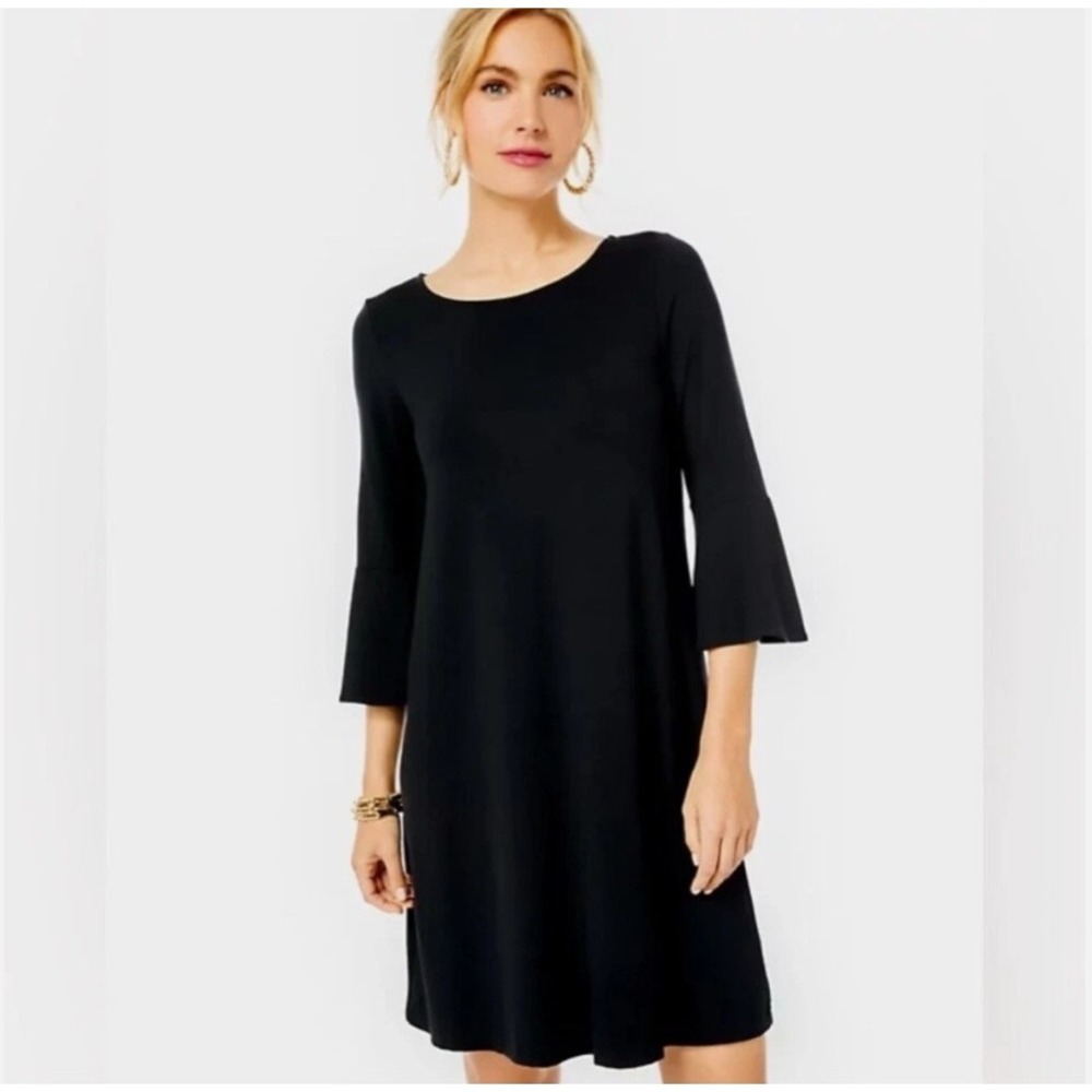 Lilly Putlizer Black Ophelia Bell Sleeve Swing Dress size XXS